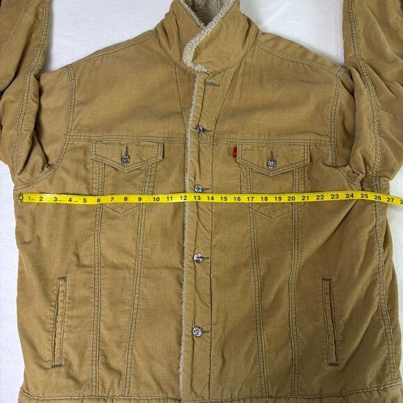 Vintage Levi's Corduroy Sherpa Lined Trucker Jacket Men's XXL Tan Beige Brown - Picture 8 of 16